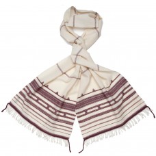 Myra Scarf - Ivory/Plum