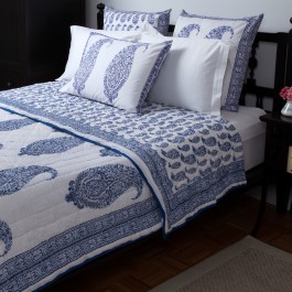 Malabar Paisley Reversible Quilt - Deep Blue