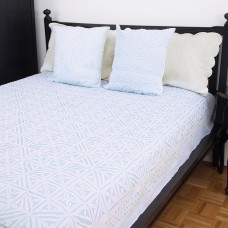 Azure Applique Bedspread - Sky Blue