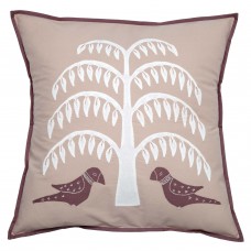Indian Fir Tree Applique Pillow Cover - Taupe/White