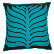 Bold Leaf Motif Applique Pillow Cover - Persian Green/Brown