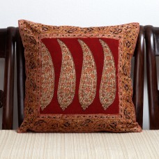 Long Andhra Paisley Pillow Cover - Maroon