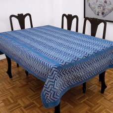 Chevron Hand Stitched Quilted Tablecloth - Blue