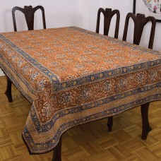 Iznik Floral Print Tablecloth - Ocher Rust