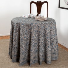 Flowering Vine Round Tablecloth - Indigo