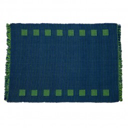 Squares Border Reversible Placemat - Blue/Green (Set of 2)